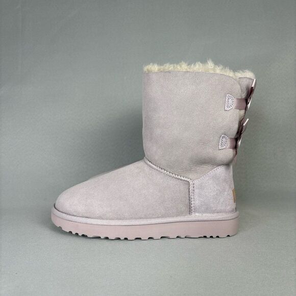 New Women's 9 UGG Boots Bailey Bow Light Purple Lavender Suede w/ Purple Soles - Picture 4 of 11